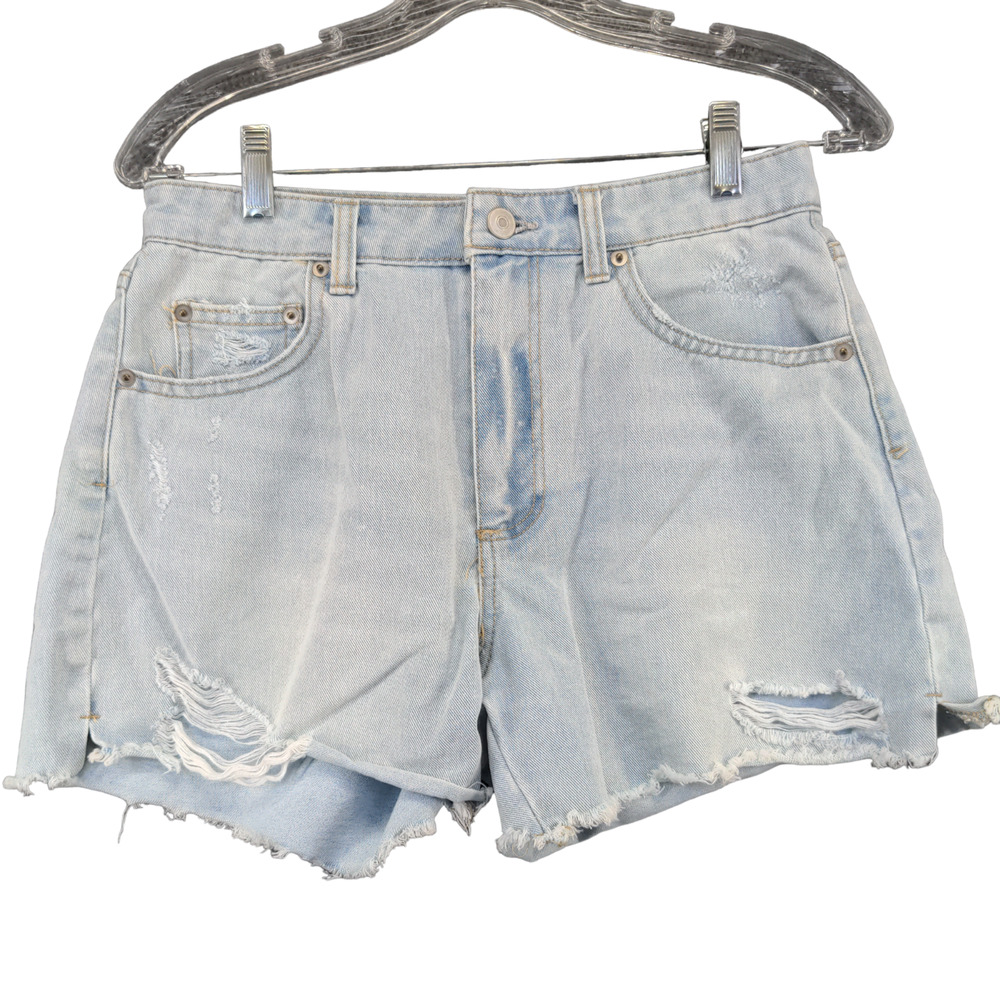 No Boundaries Womens Juniors Cut Off Jean Shorts Blue Size 7 Distressed